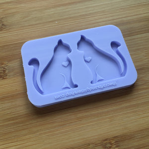 2" Sitting Cat Silhouette Silicone Mold, Food Safe Silicone Rubber Mould