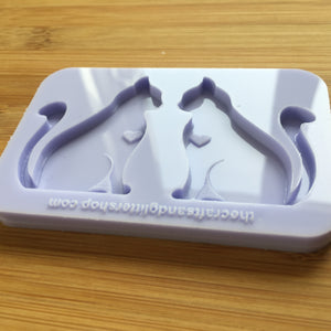 2" Sitting Cat Silhouette Silicone Mold, Food Safe Silicone Rubber Mould