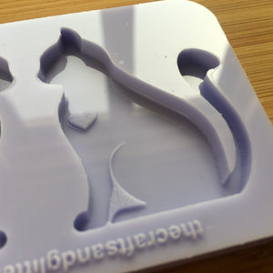 2" Sitting Cat Silhouette Silicone Mold, Food Safe Silicone Rubber Mould