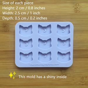 1" Lunar Cat Silicone Mold, Food Safe Silicone Rubber Mould