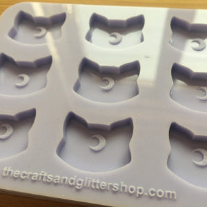 1" Lunar Cat Silicone Mold, Food Safe Silicone Rubber Mould