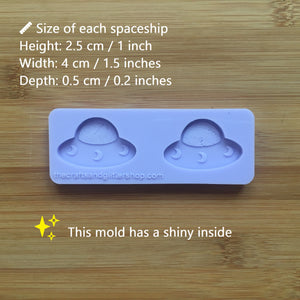 1.5" Kawaii Spaceship Silicone Mold, Food Safe Silicone Rubber Mould