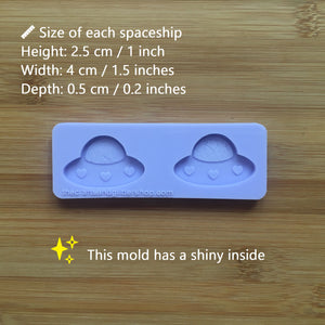 1.5" Kawaii Spaceship Silicone Mold, Food Safe Silicone Rubber Mould