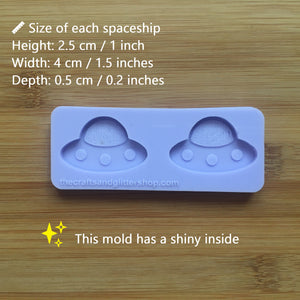 1.5" Kawaii Spaceship Silicone Mold, Food Safe Silicone Rubber Mould