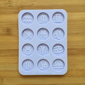 1.1" Zodiac Signs Silicone Mold, Food Safe Silicone Rubber Mould