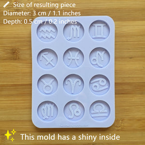 1.1" Zodiac Signs Silicone Mold, Food Safe Silicone Rubber Mould