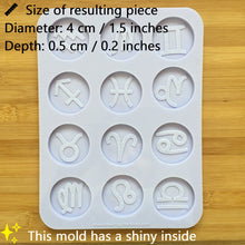 Load image into Gallery viewer, 1.5&quot; Zodiac Signs Silicone Mold, Food Safe Silicone Rubber Mould