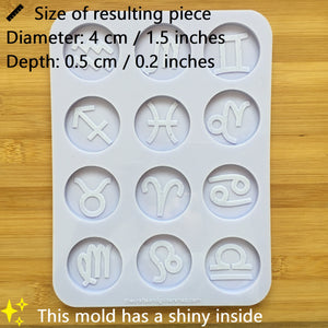 1.5" Zodiac Signs Silicone Mold, Food Safe Silicone Rubber Mould