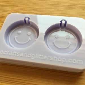 1" Smiley Face Silicone Mold, with hole, Food Safe Silicone Rubber Mould