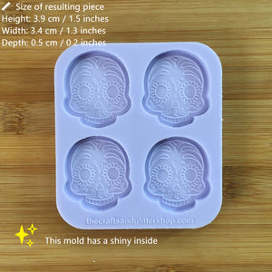 1.5" Day of the Dead Silicone Mold, Food Safe Silicone Rubber Mould