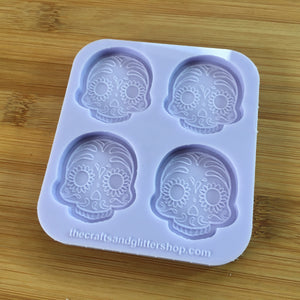 1.5" Day of the Dead Silicone Mold, Food Safe Silicone Rubber Mould