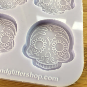 1.5" Day of the Dead Silicone Mold, Food Safe Silicone Rubber Mould