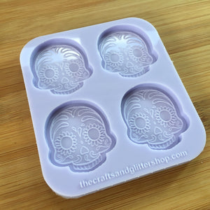 1.5" Day of the Dead Silicone Mold, Food Safe Silicone Rubber Mould