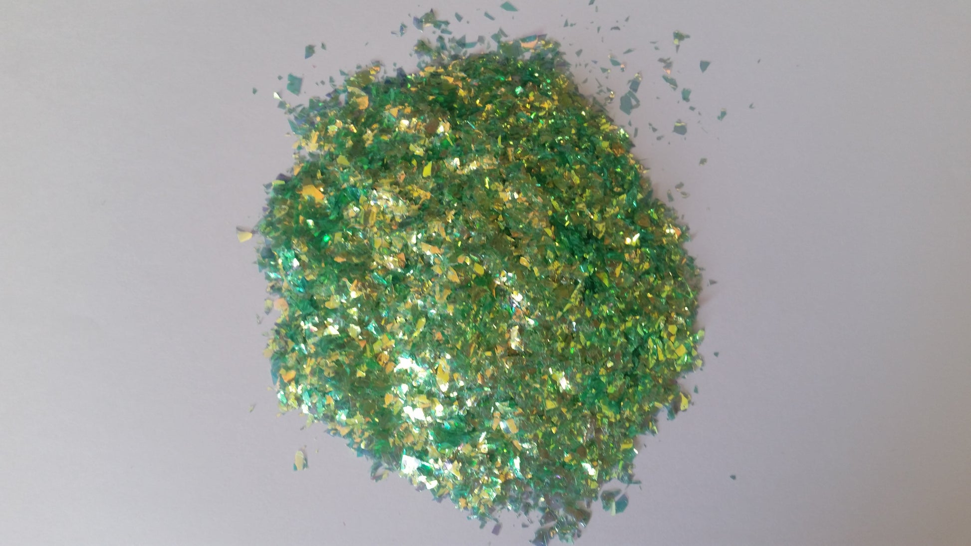 Iridescent Green Cellophane Glitter Flakes