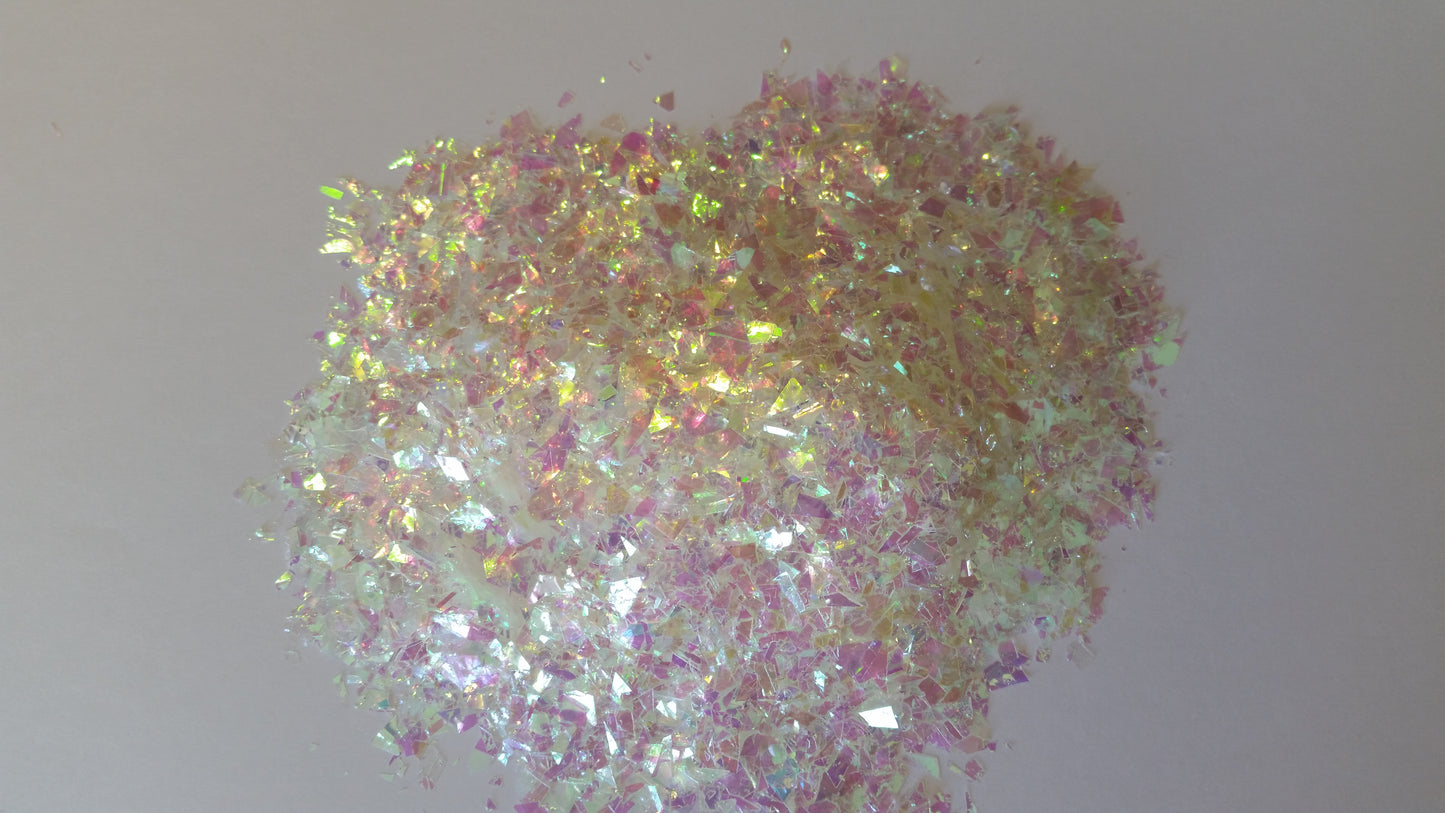 Iridescent White Cellophane Glitter Flakes