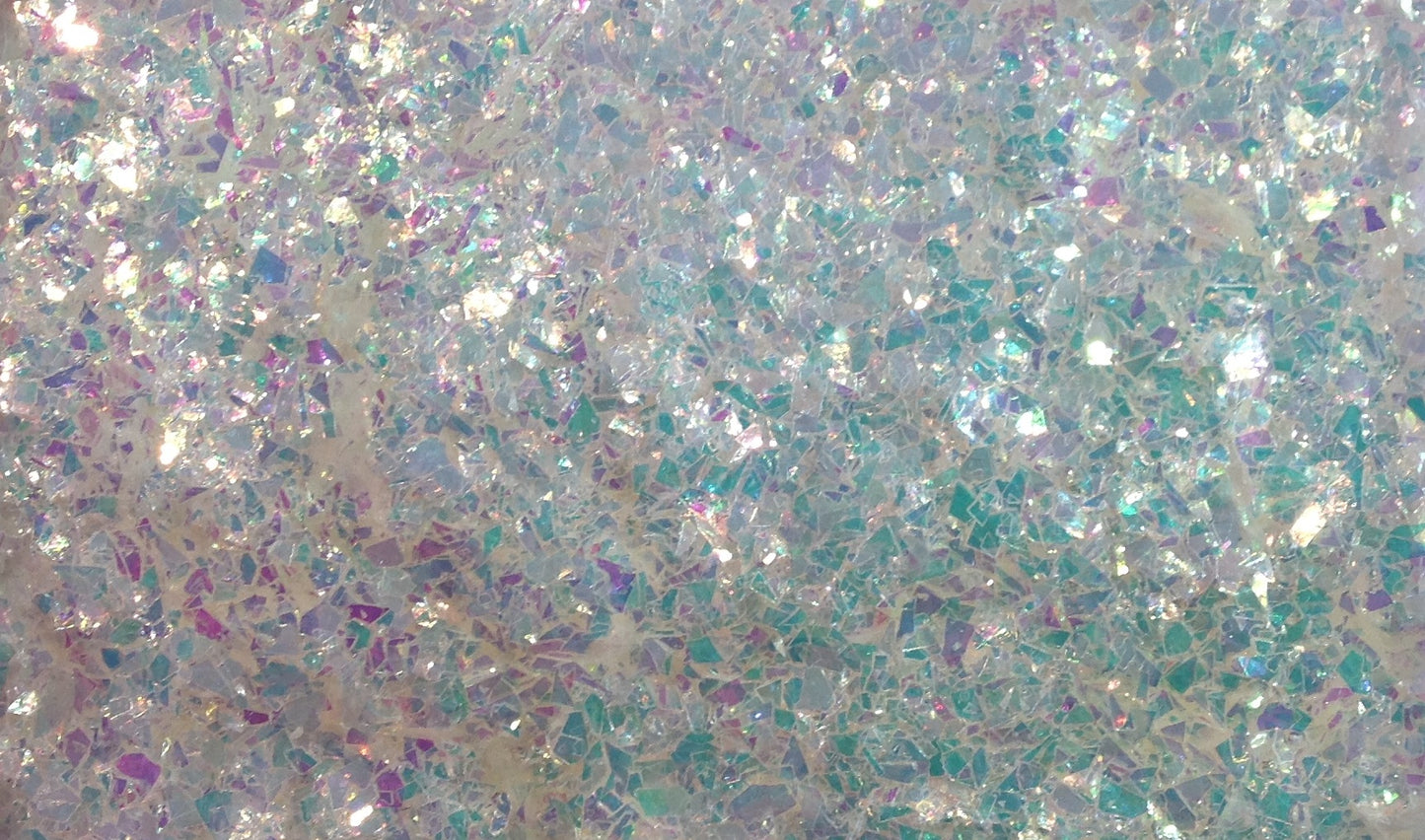 Iridescent White Cellophane Glitter Flakes