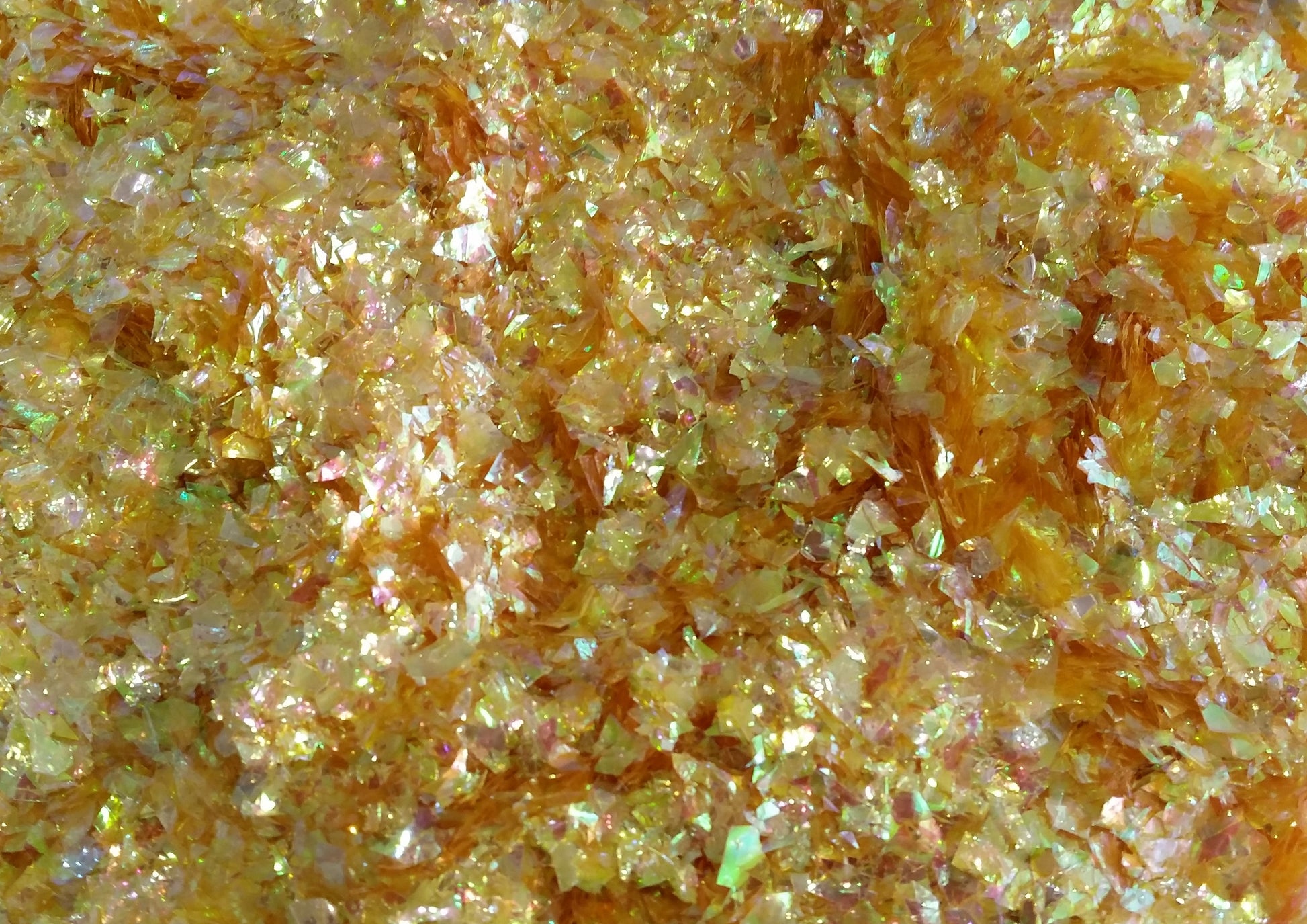 Iridescent Yellow Cellophane Glitter Flakes