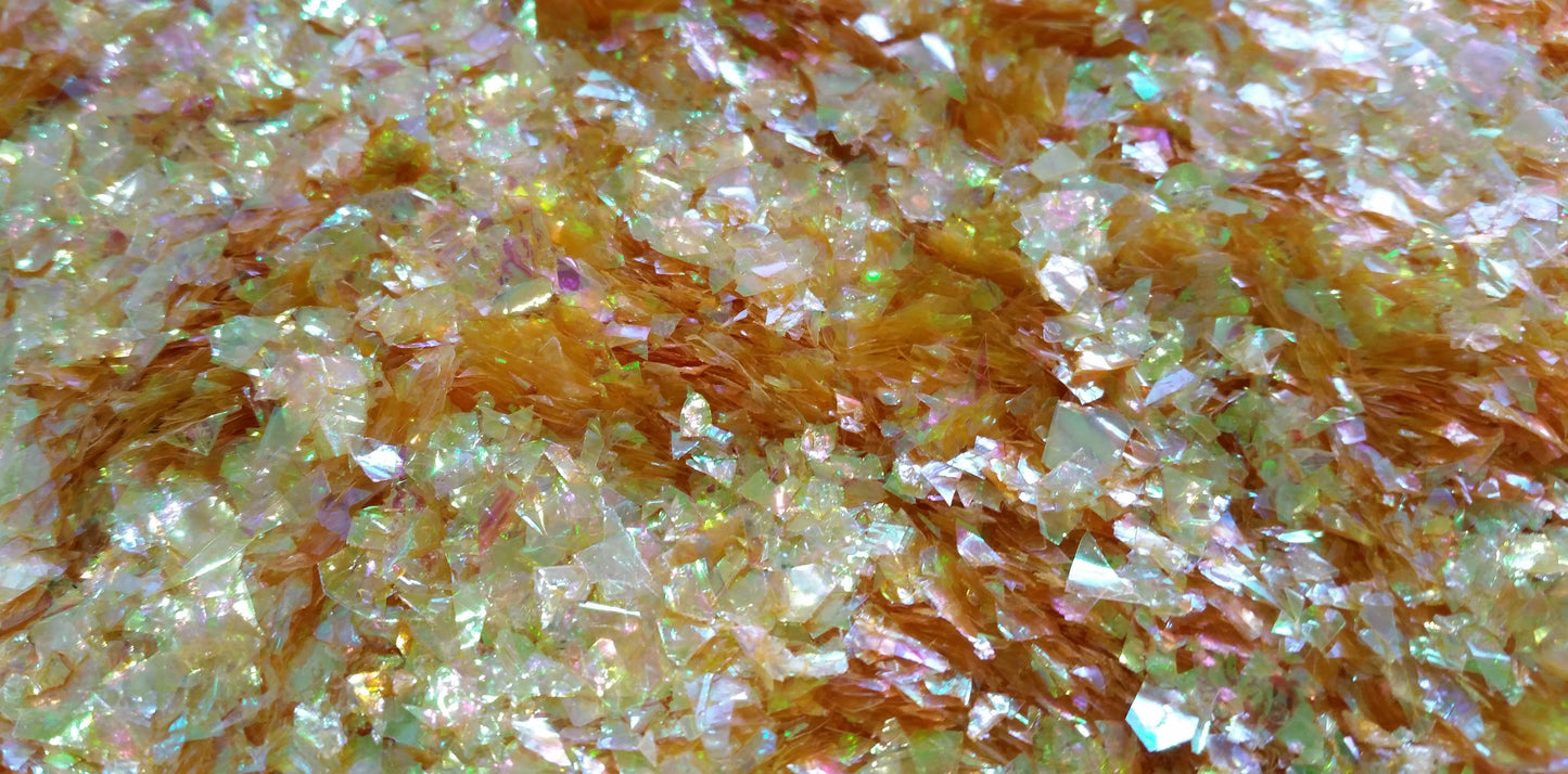 Iridescent Yellow Cellophane Glitter Flakes