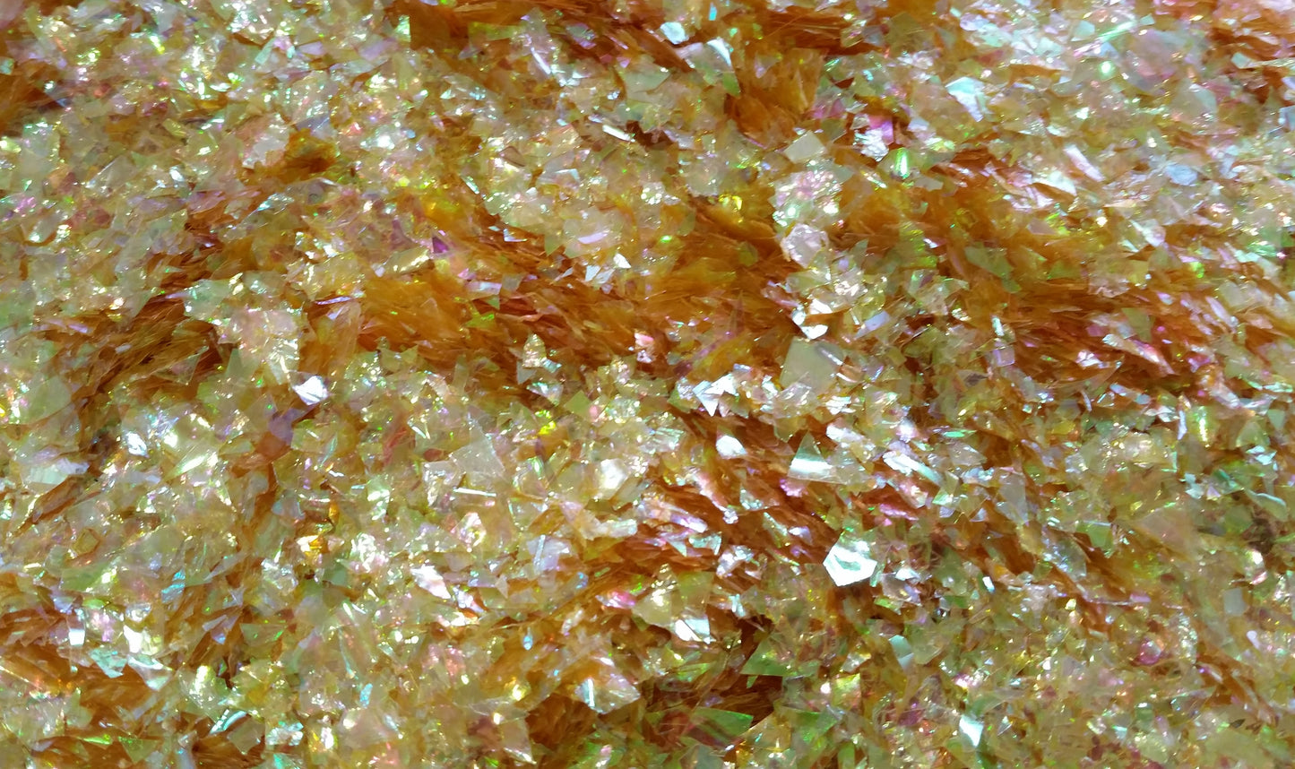 Iridescent Yellow Cellophane Glitter Flakes
