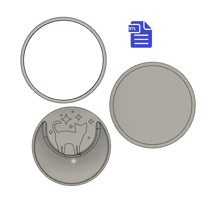 Lunar Cat Bath Bomb Mold STL File
