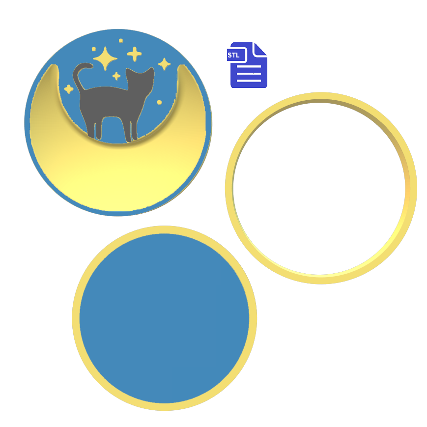 Lunar Cat Bath Bomb Mold STL File