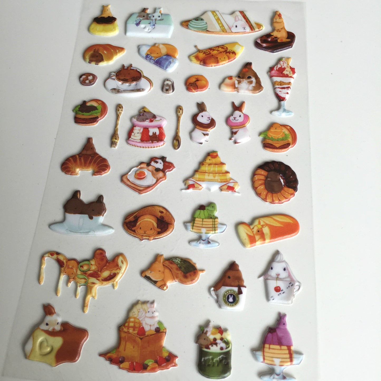 Macaron Rabbit Puffy Stickers