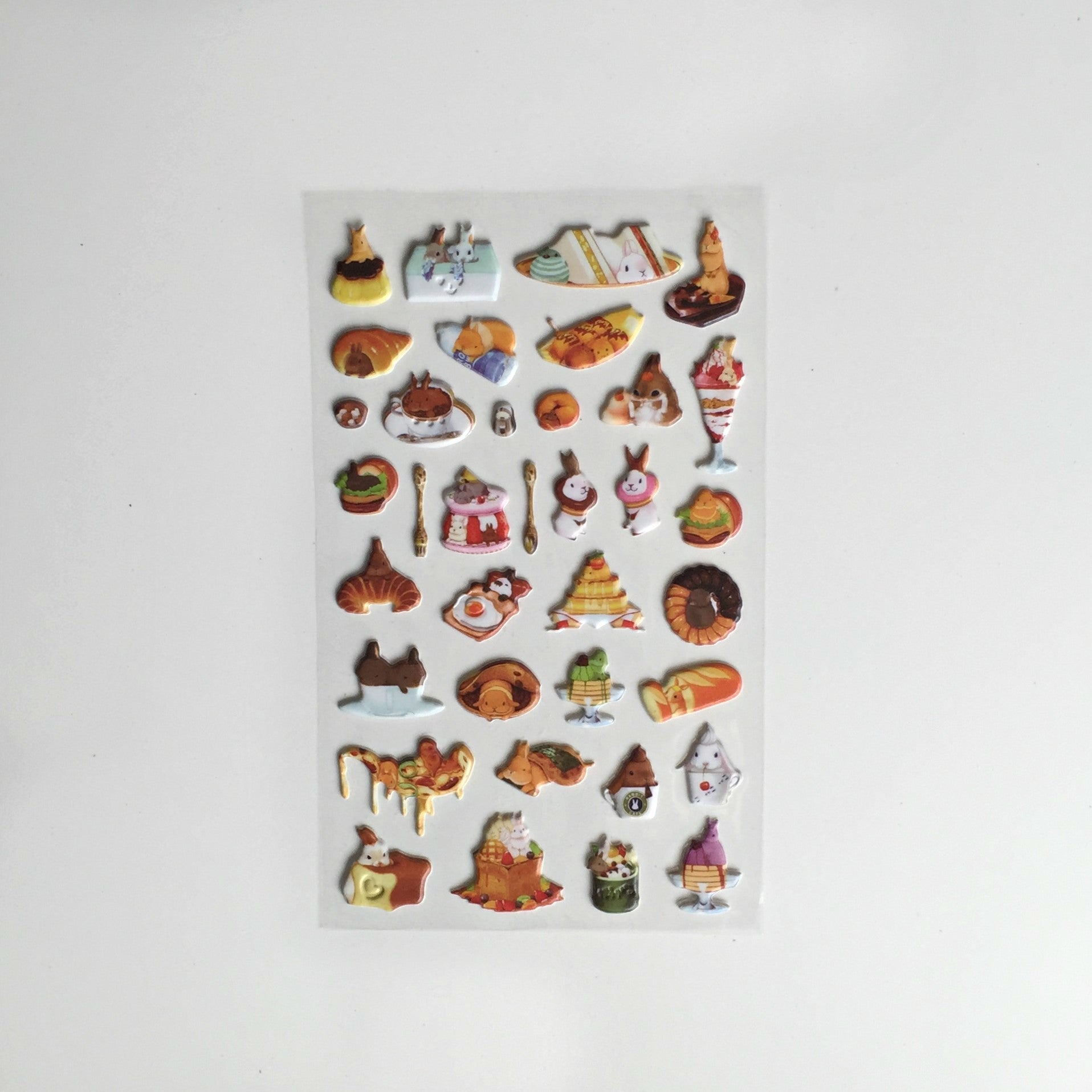 Macaron Rabbit Puffy Stickers