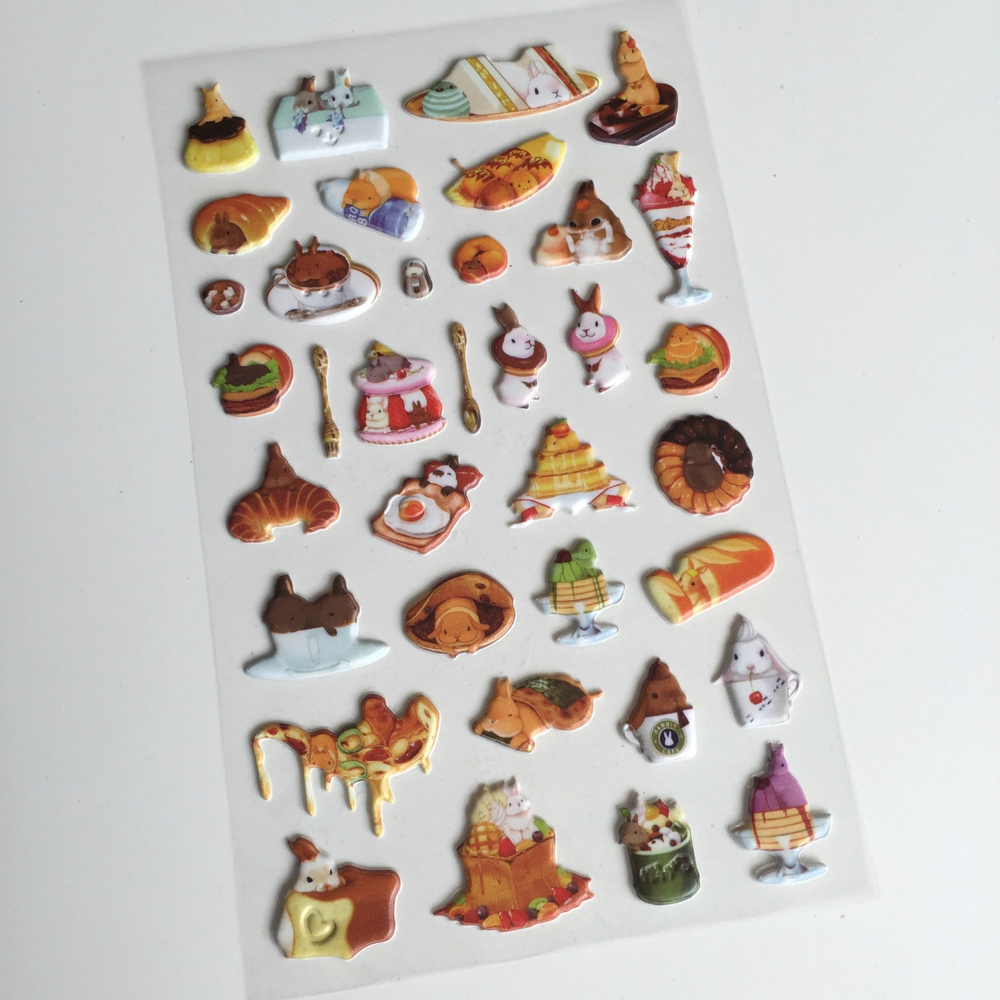 Macaron Rabbit Puffy Stickers