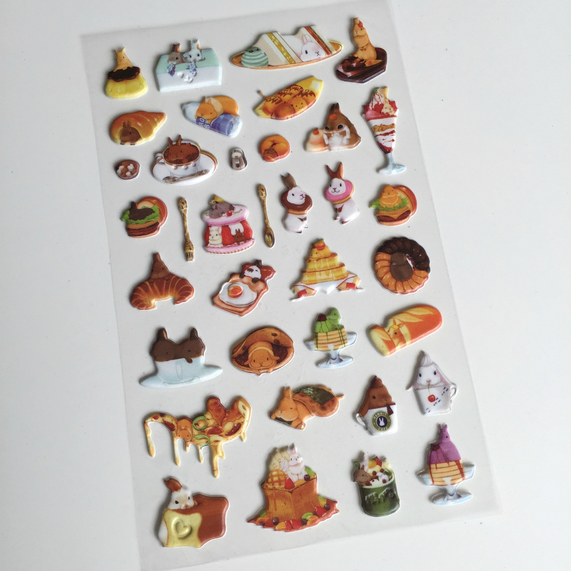 Macaron Rabbit Puffy Stickers