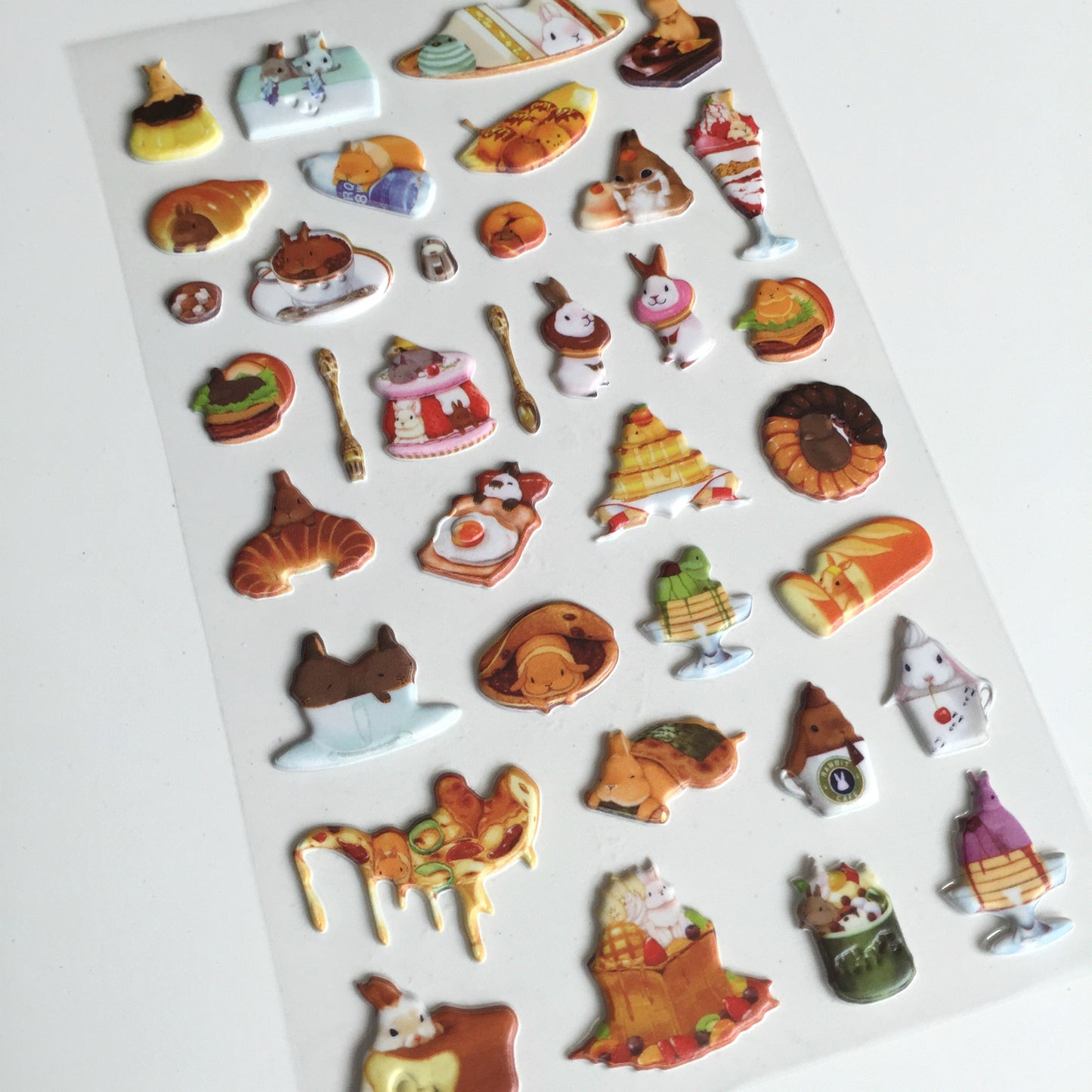 Macaron Rabbit Puffy Stickers