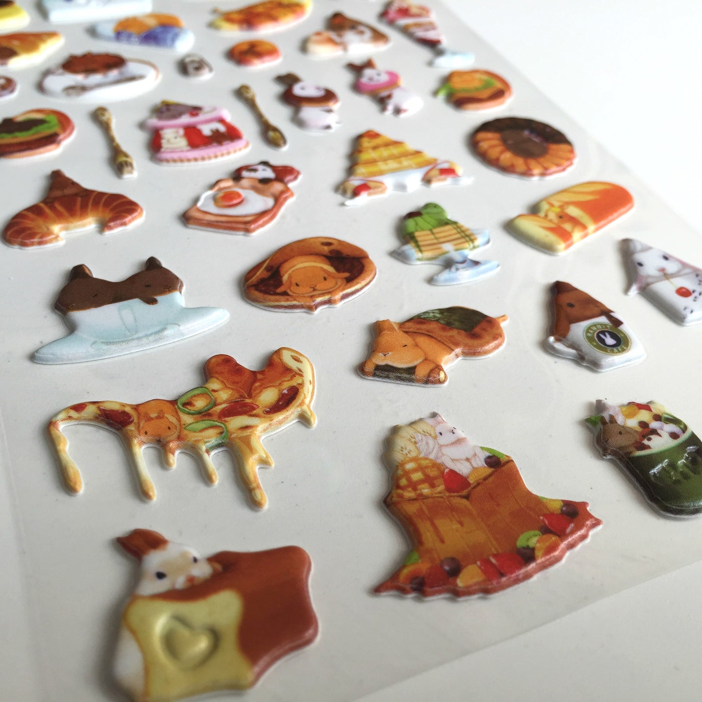 Macaron Rabbit Puffy Stickers