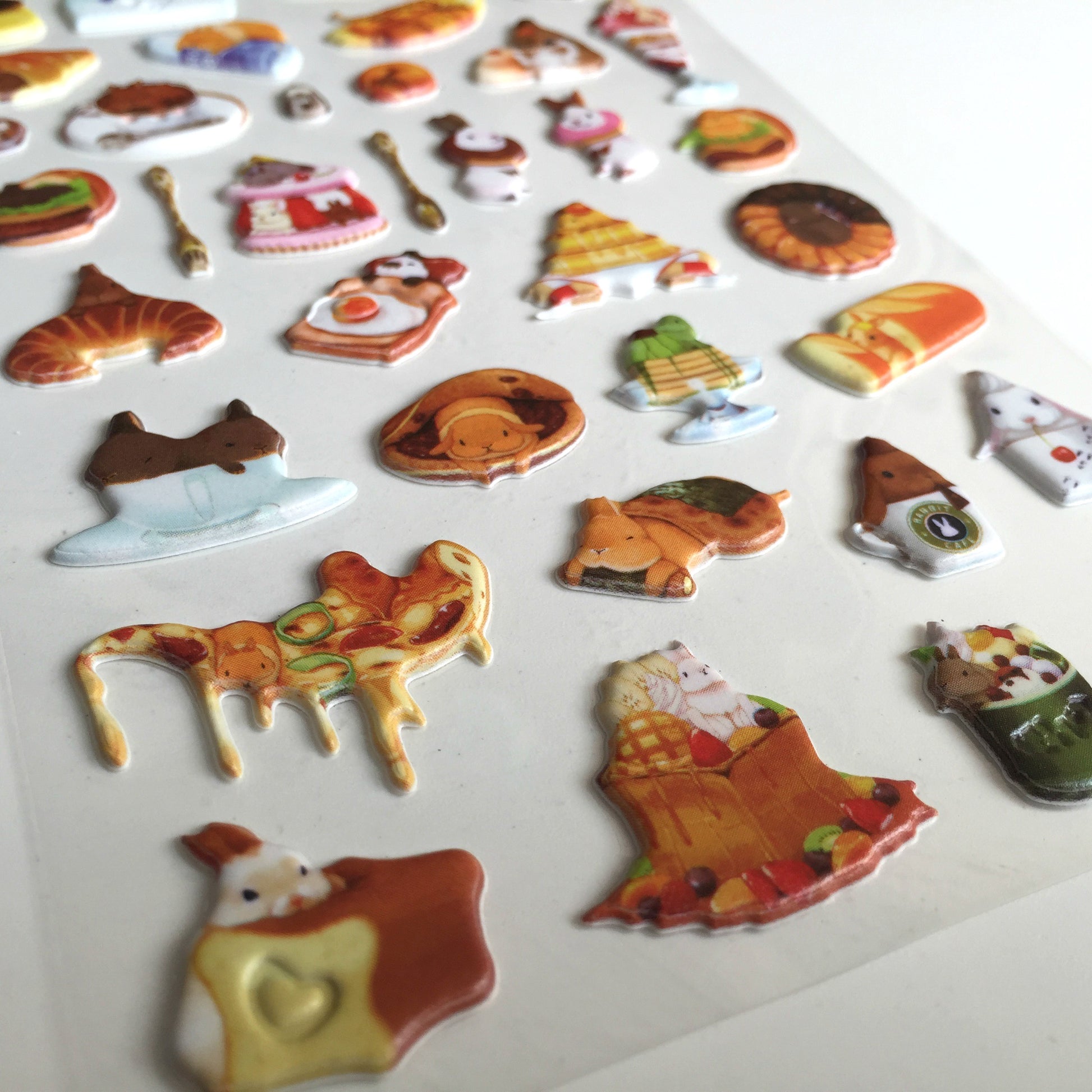 Macaron Rabbit Puffy Stickers