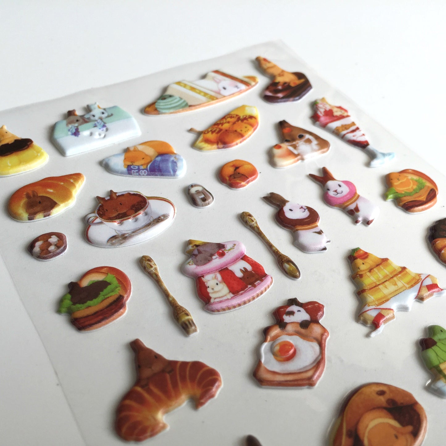 Macaron Rabbit Puffy Stickers