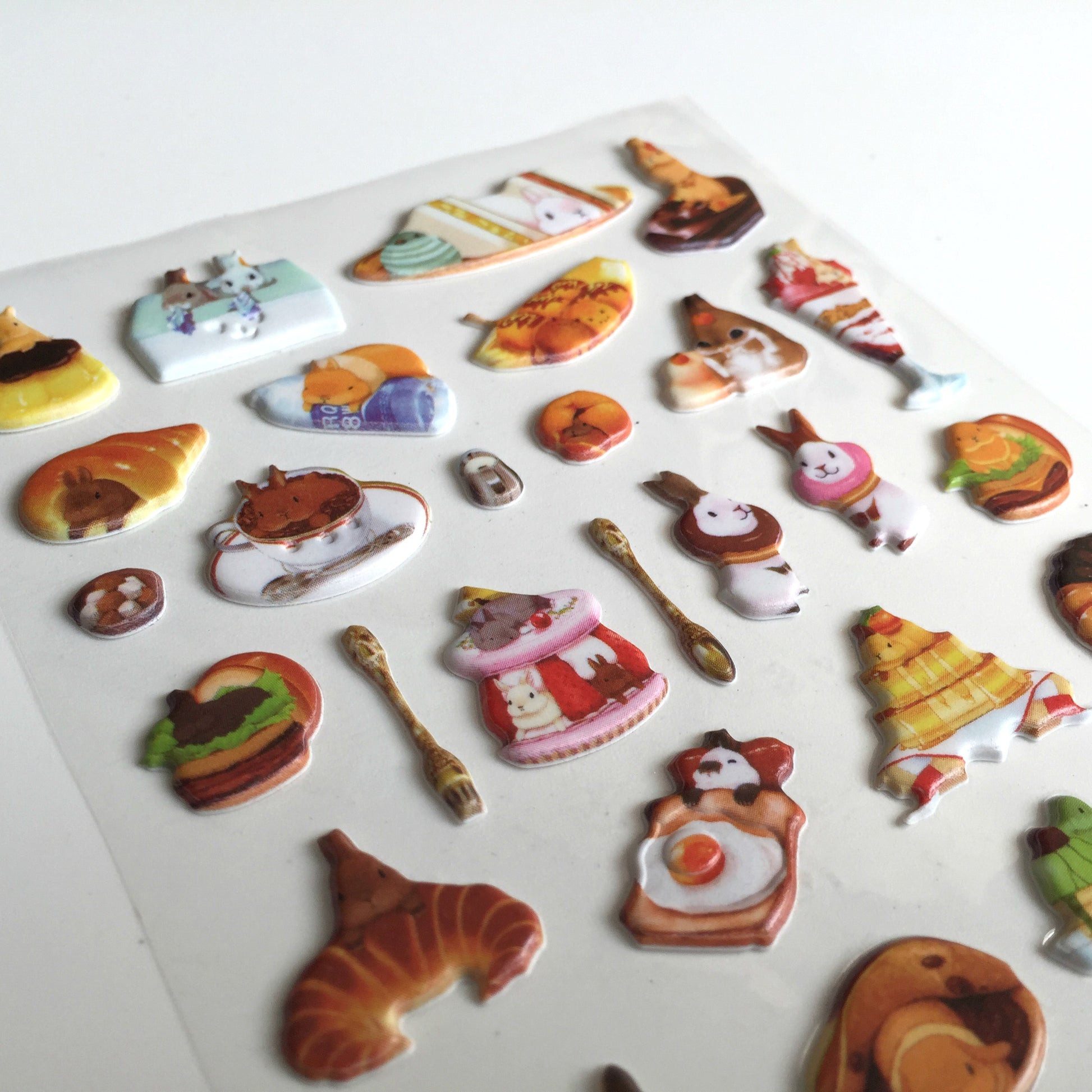 Macaron Rabbit Puffy Stickers