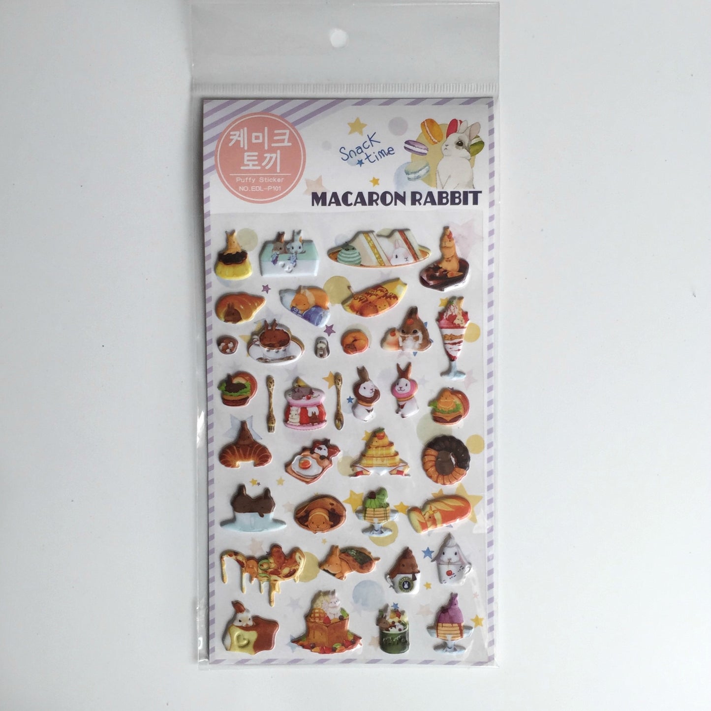 Macaron Rabbit Puffy Stickers