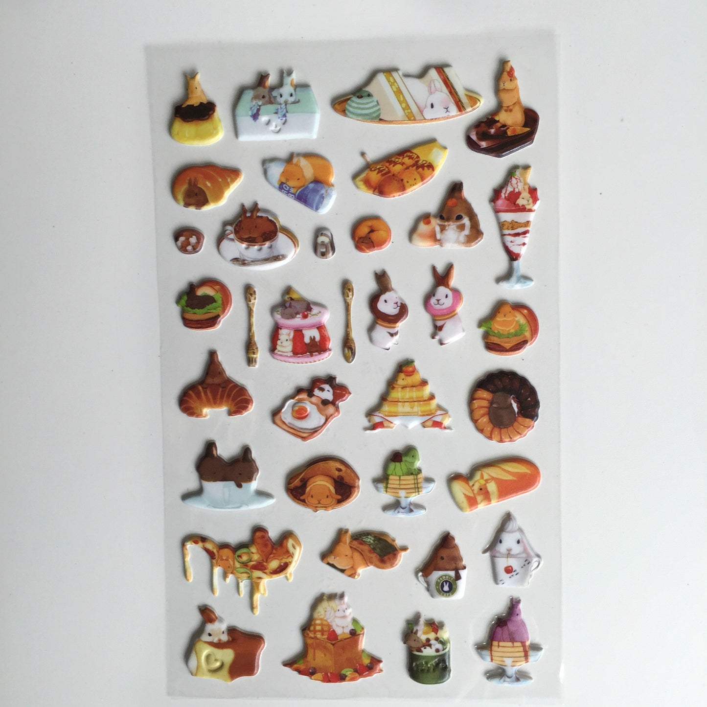 Macaron Rabbit Puffy Stickers