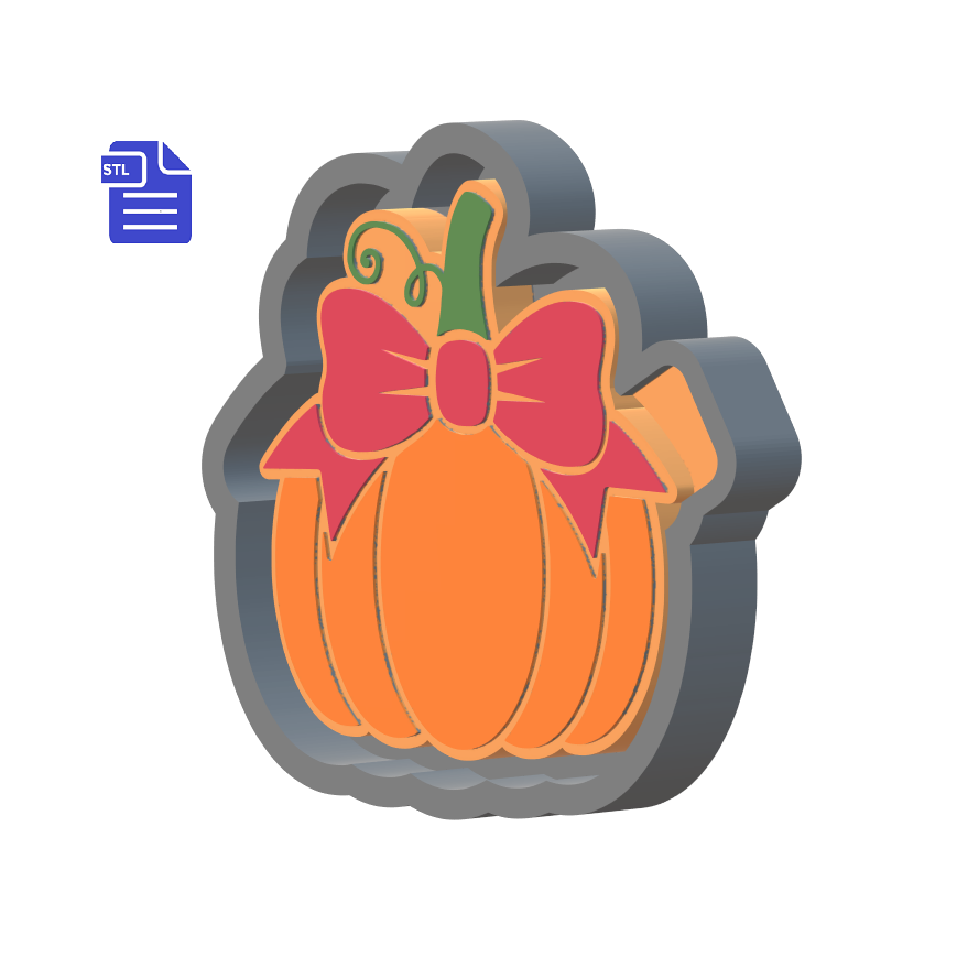 Pumpkin with Bow Silicone Mold Housing STL File