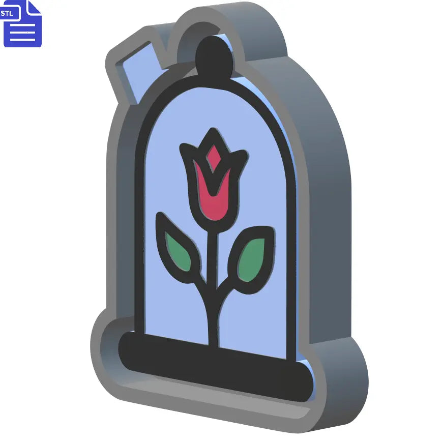 Rose in Glass Dome Silicone Mold Housing STL File