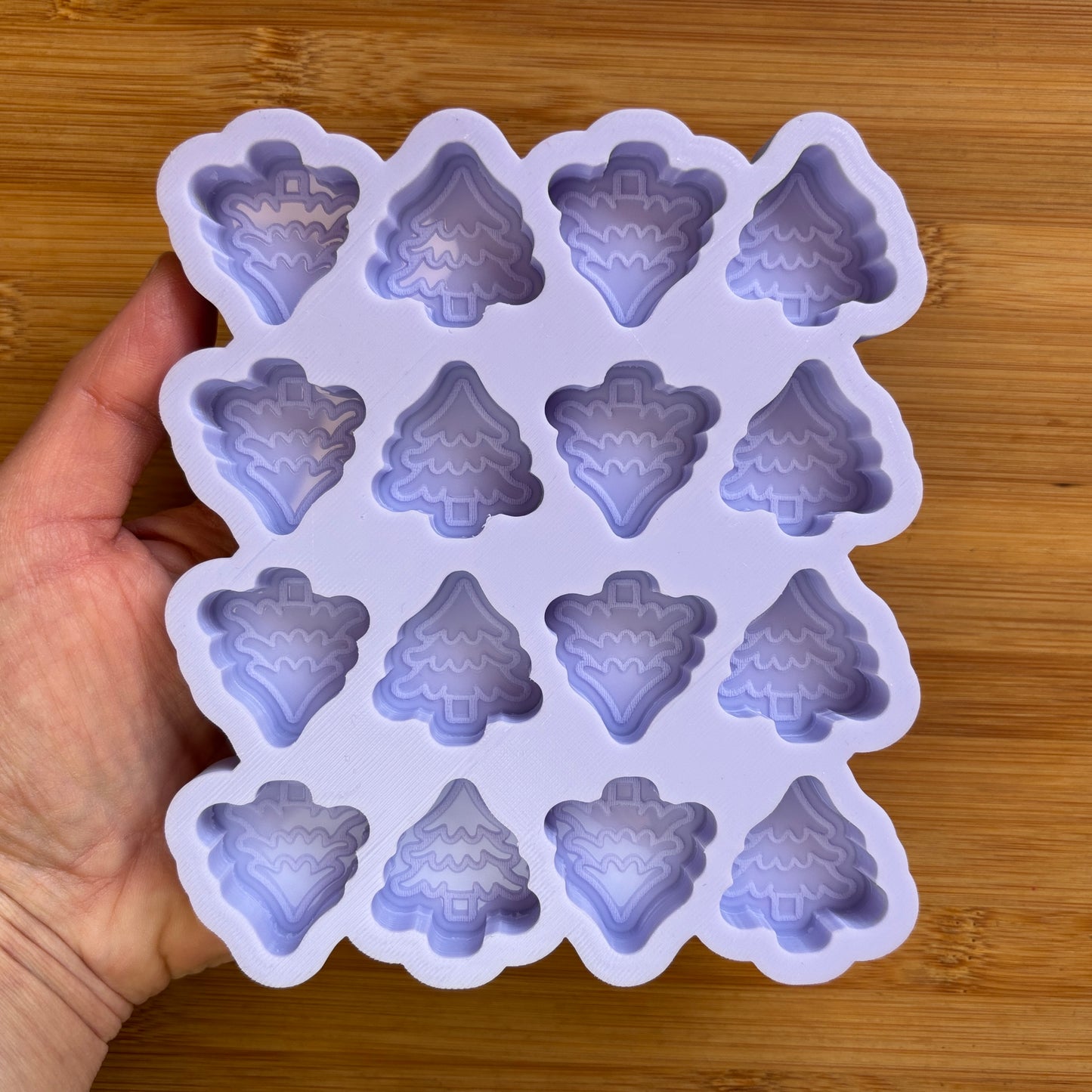 Food Safe Tree Silicone Mold with 16 cavities of 3 cm each.