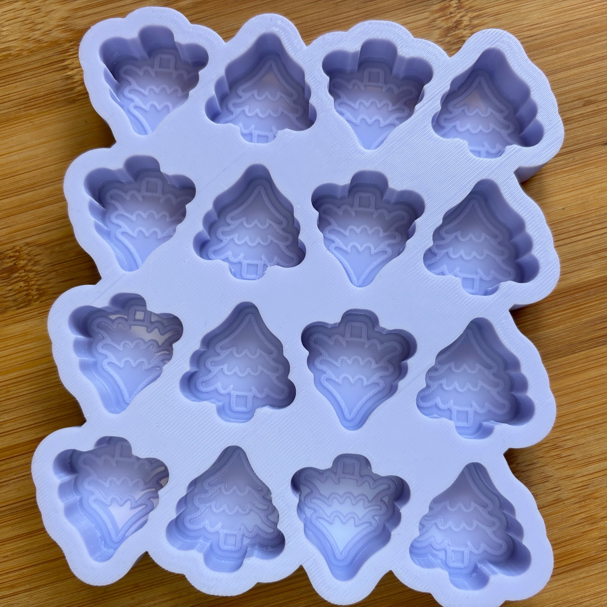 Food Safe Tree Silicone Mold with 16 cavities of 3 cm each.