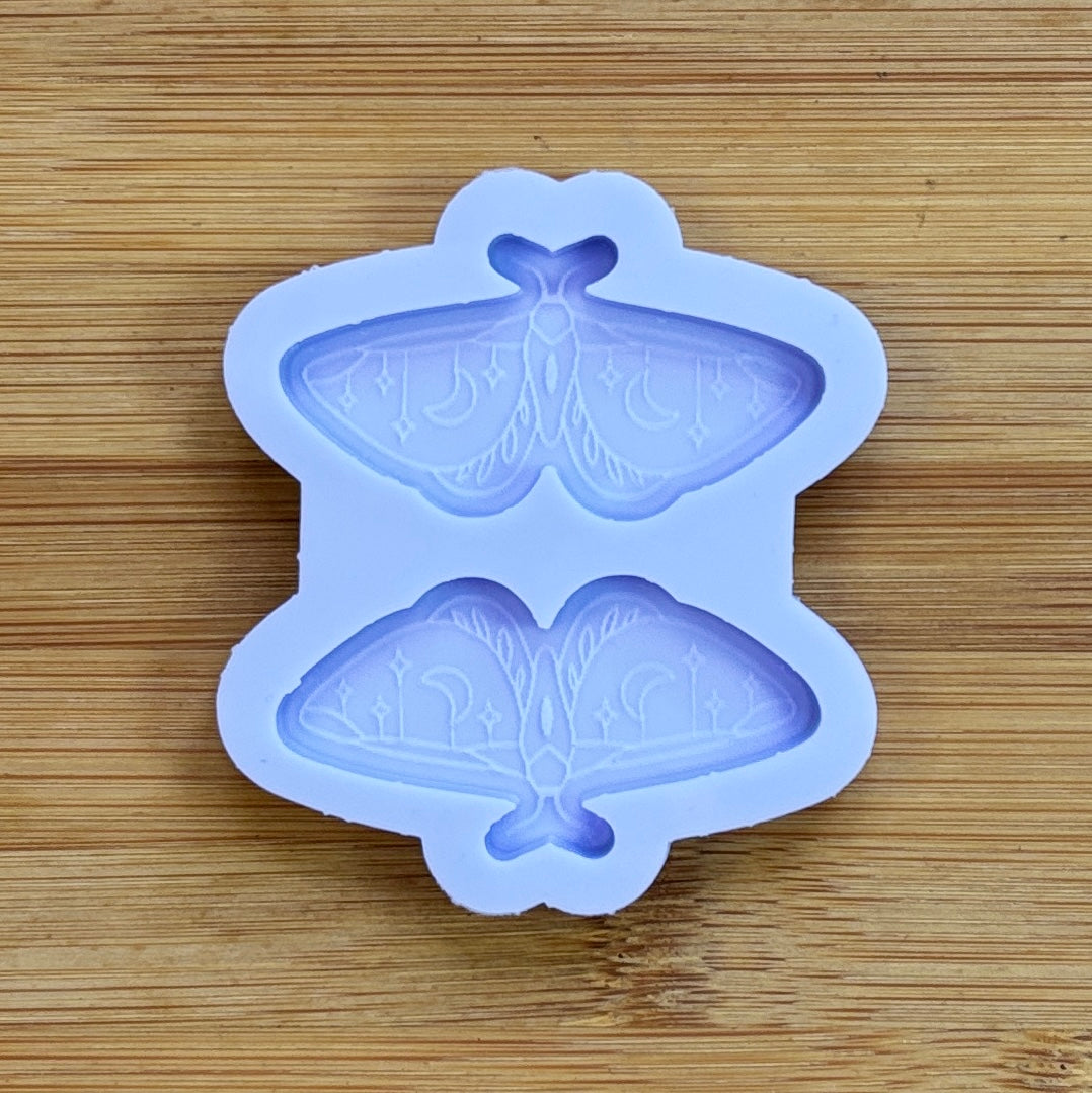 Moth silicone mold with 2 cavities made from food safe silicone.