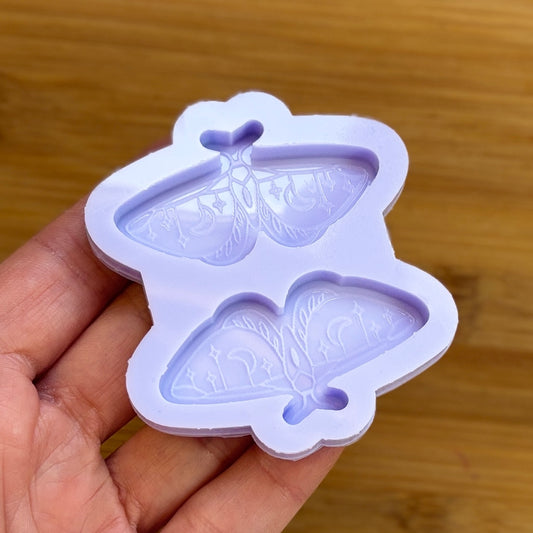 Moth silicone mold with 2 cavities made from food safe silicone.