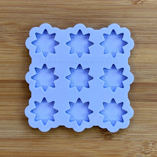 Sun silicone mold with 9 cavities, made from food safe silicone.