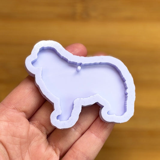 Miniature American Shepherd silicone mold with 1 cavity, made with food safe silicone.