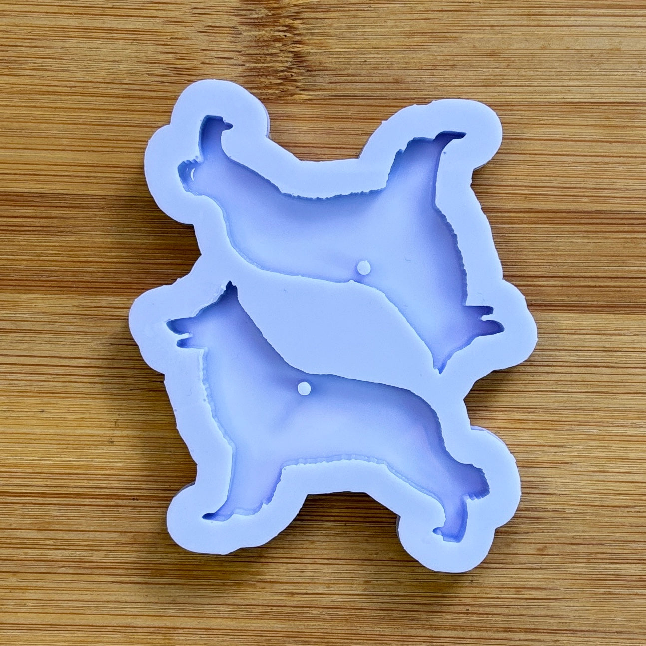 White Shepherd Silicone Mold with 2 cavities, made with Food Safe Silicone suitable for both food and craft projects.