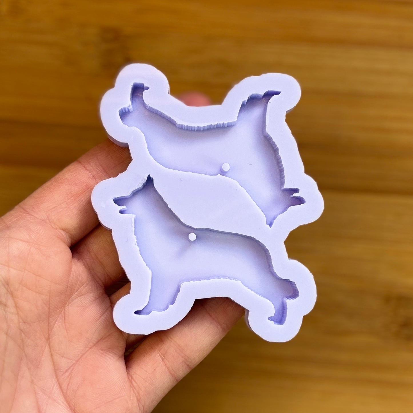 White Shepherd Silicone Mold with 2 cavities, made with Food Safe Silicone suitable for both food and craft projects.
