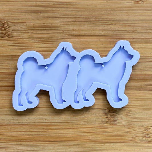 Norwegian Elkhound Silhouette Silicone Mold with 2 cavities, made with Food Safe Silicone suitable for both food and craft projects.