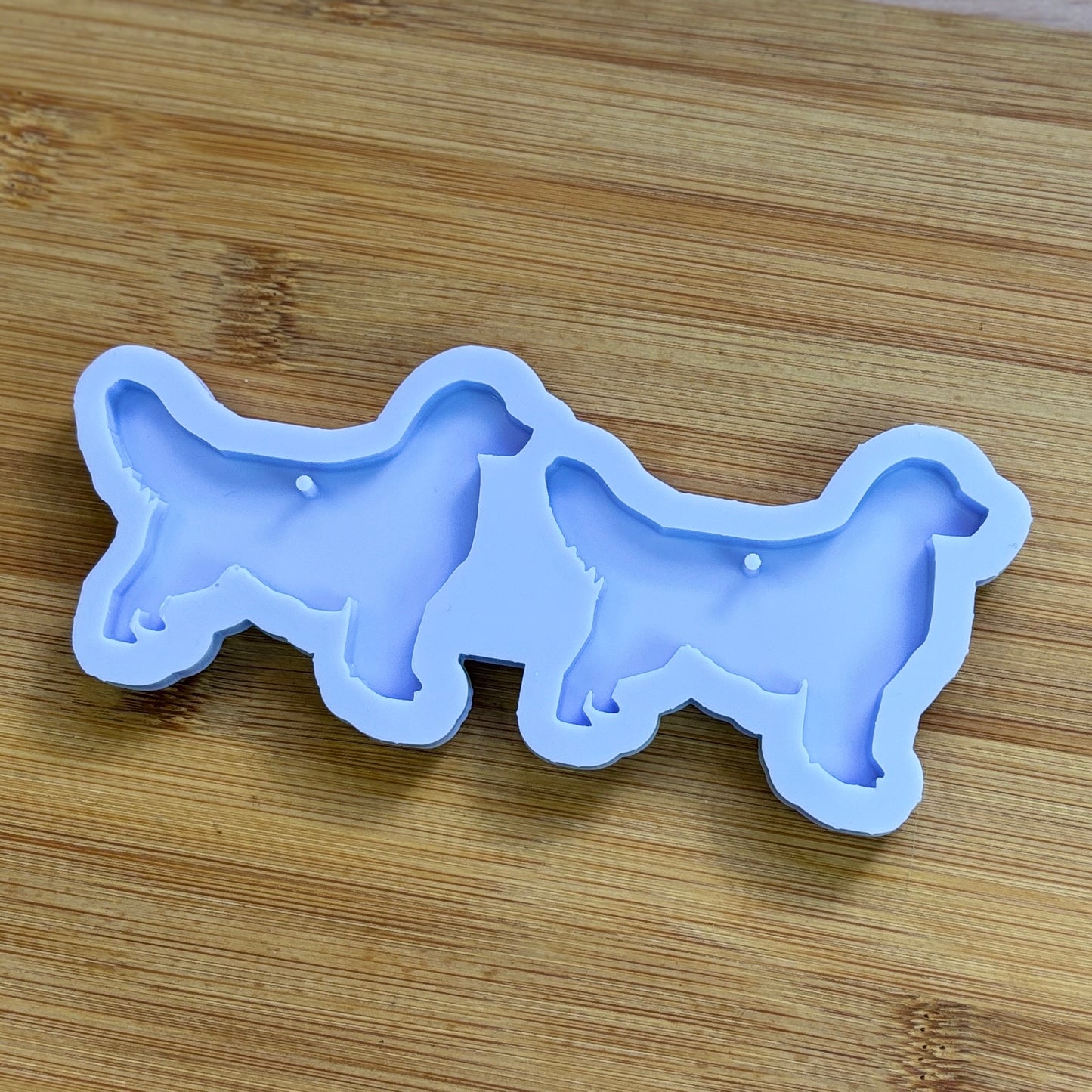 Golden Retriever Silicone Mold with 2 cavities, made with Food Safe Silicone suitable for both food and craft projects.
