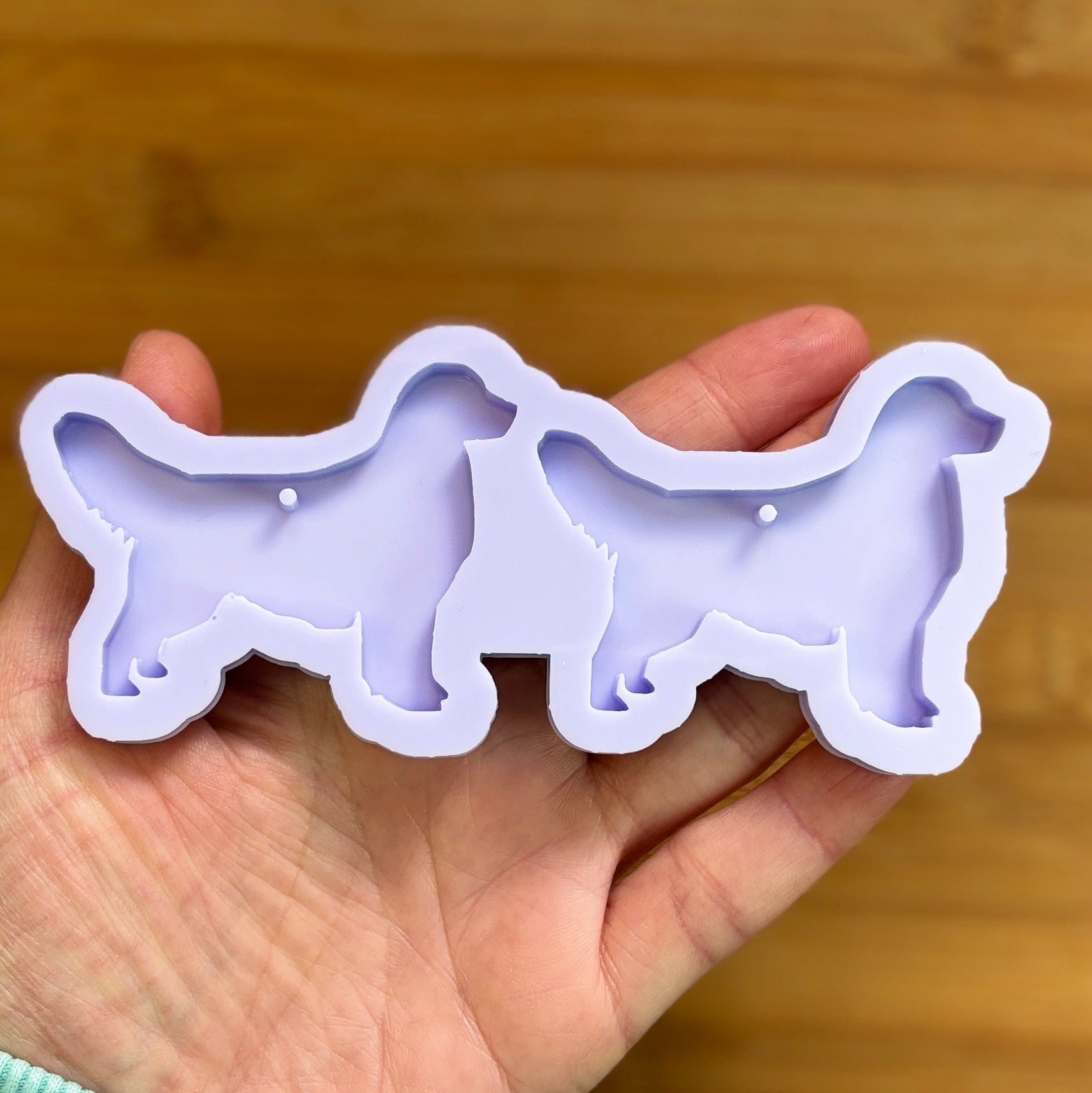 Golden Retriever Silicone Mold with 2 cavities, made with Food Safe Silicone suitable for both food and craft projects.