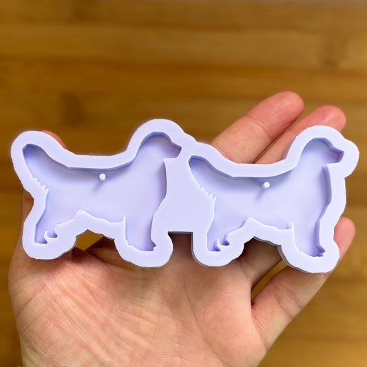 Golden Retriever Silicone Mold with 2 cavities, made with Food Safe Silicone suitable for both food and craft projects.
